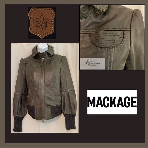 Mackage Leane Knitted Soft Lambskin Leather Jacket in “gunmetal